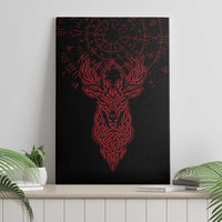 Viking Stag and Helm of Awe Symbol Canvas Wall Art Glowing Norse Runic Tribal Illustration