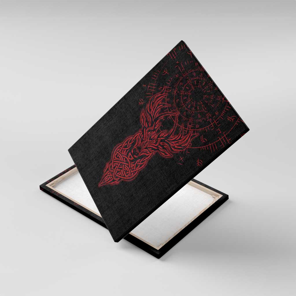 Viking Stag and Helm of Awe Symbol Canvas Wall Art Glowing Norse Runic Tribal Illustration