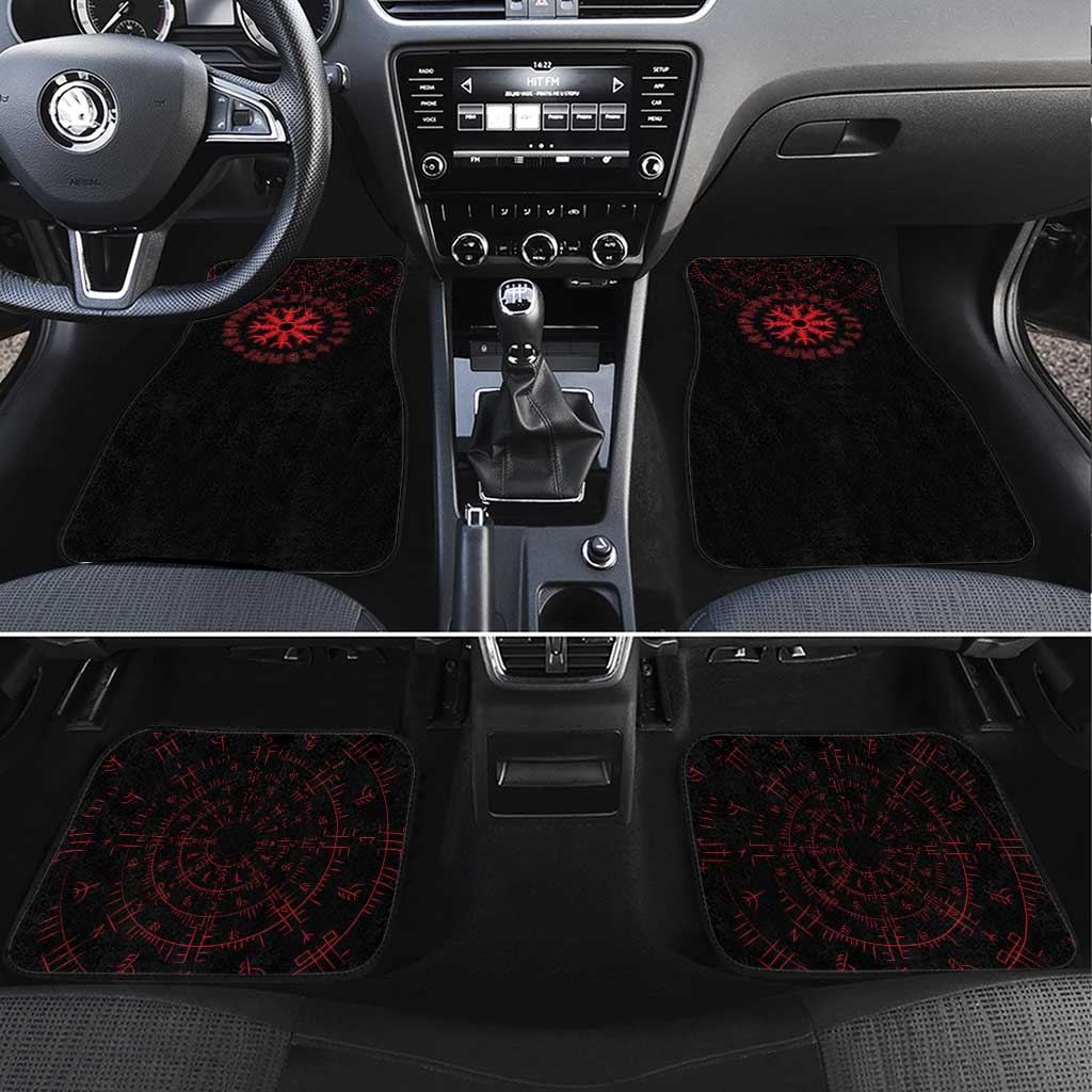 Viking Stag and Helm of Awe Symbol Car Mats Glowing Norse Runic Tribal Illustration