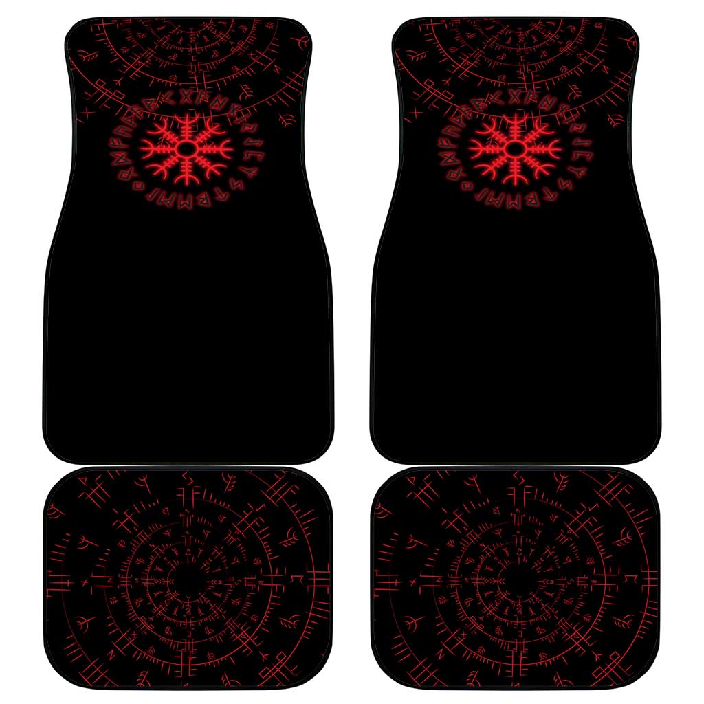 Viking Stag and Helm of Awe Symbol Car Mats Glowing Norse Runic Tribal Illustration