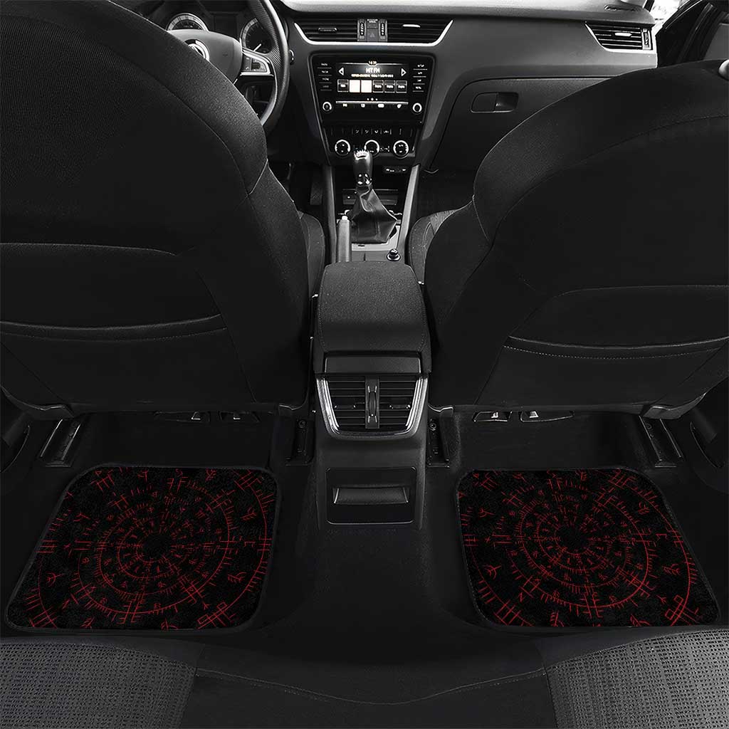 Viking Stag and Helm of Awe Symbol Car Mats Glowing Norse Runic Tribal Illustration