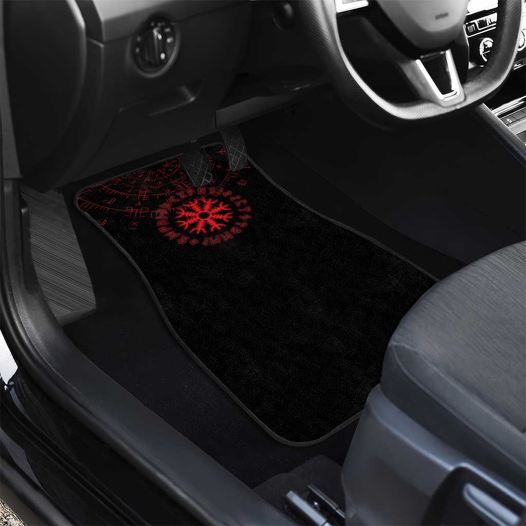 Viking Stag and Helm of Awe Symbol Car Mats Glowing Norse Runic Tribal Illustration