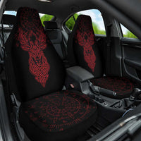 Viking Stag and Helm of Awe Symbol Car Seat Cover Glowing Norse Runic Tribal Illustration