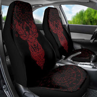 Viking Stag and Helm of Awe Symbol Car Seat Cover Glowing Norse Runic Tribal Illustration