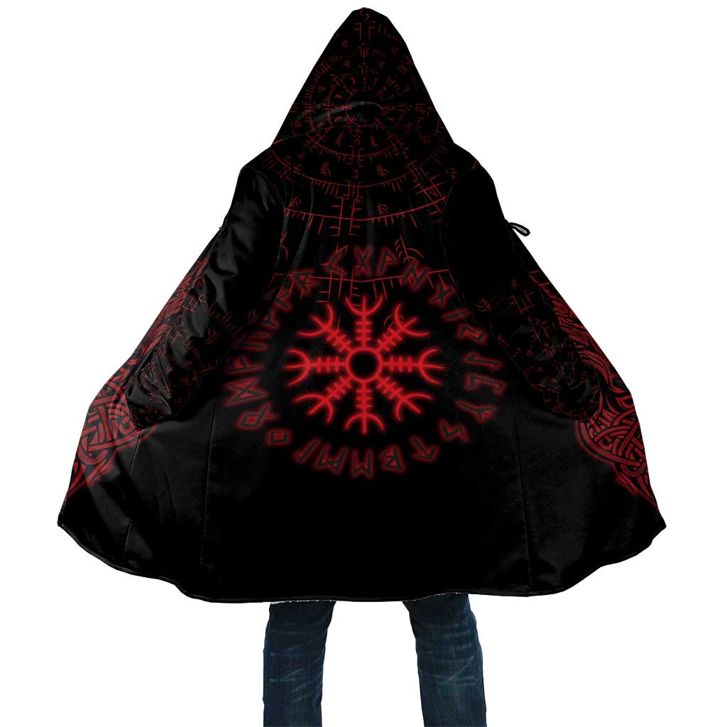 Viking Stag and Helm of Awe Symbol Cloak Glowing Norse Runic Tribal Illustration