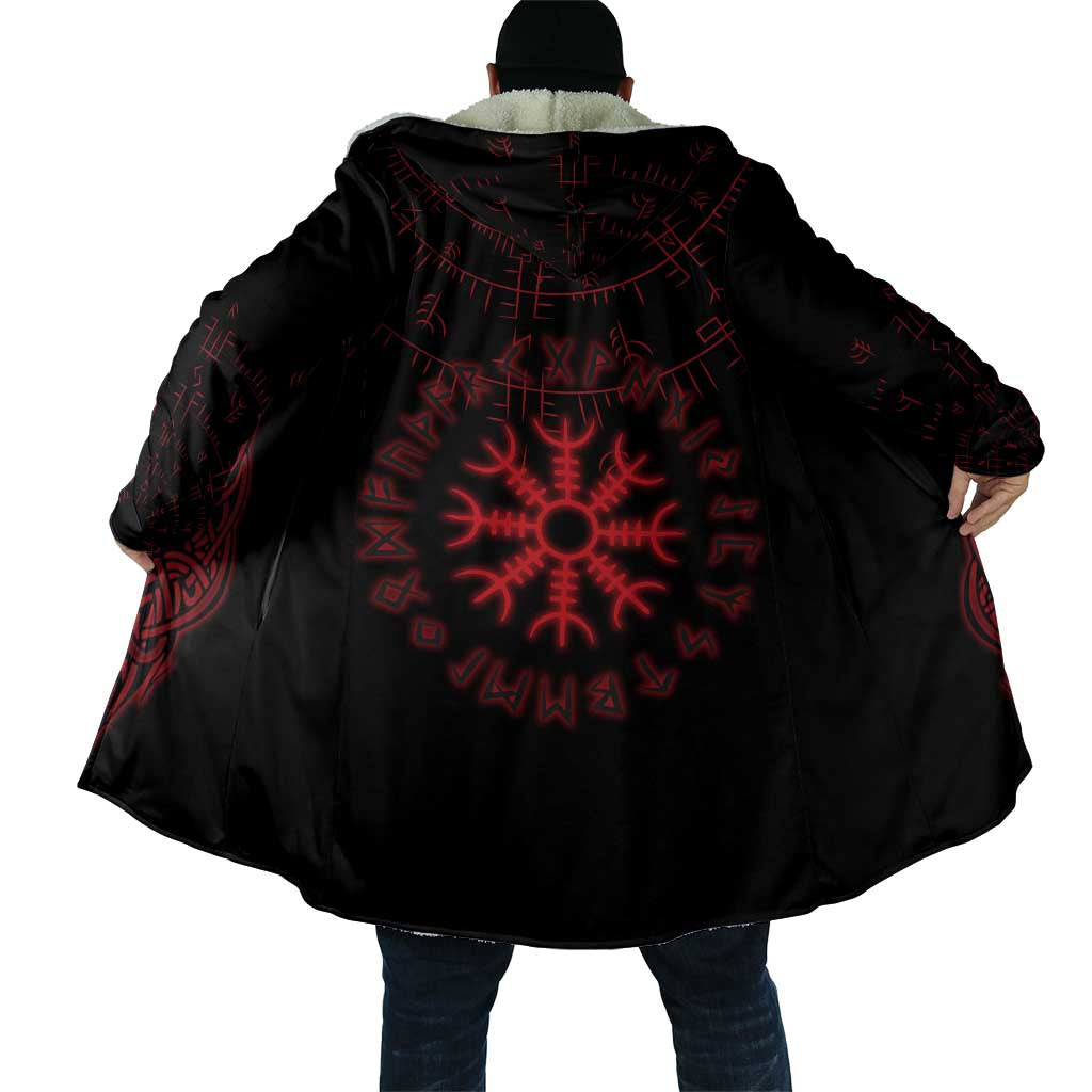 Viking Stag and Helm of Awe Symbol Cloak Glowing Norse Runic Tribal Illustration