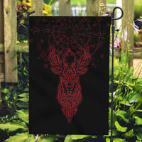 Viking Stag and Helm of Awe Symbol Garden Flag Glowing Norse Runic Tribal Illustration