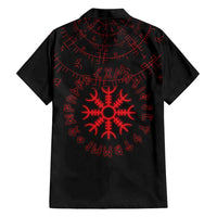 Viking Stag and Helm of Awe Symbol Hawaiian Shirt Glowing Norse Runic Tribal Illustration