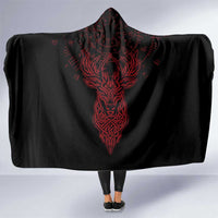 Viking Stag and Helm of Awe Symbol Hooded Blanket Glowing Norse Runic Tribal Illustration
