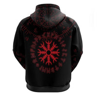 Viking Stag and Helm of Awe Symbol Hoodie Glowing Norse Runic Tribal Illustration