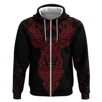 Viking Stag and Helm of Awe Symbol Hoodie Glowing Norse Runic Tribal Illustration