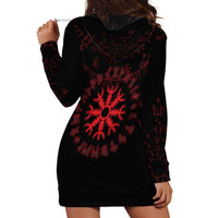 Viking Stag and Helm of Awe Symbol Hoodie Dress Glowing Norse Runic Tribal Illustration