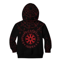 Viking Stag and Helm of Awe Symbol Kid Hoodie Glowing Norse Runic Tribal Illustration