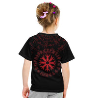 Viking Stag and Helm of Awe Symbol Kid T Shirt Glowing Norse Runic Tribal Illustration