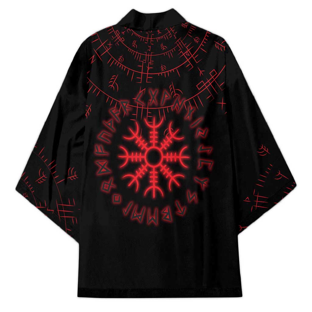 Viking Stag and Helm of Awe Symbol Kimono Glowing Norse Runic Tribal Illustration