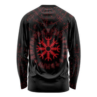 Viking Stag and Helm of Awe Symbol Long Sleeve Shirt Glowing Norse Runic Tribal Illustration