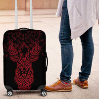 Viking Stag and Helm of Awe Symbol Luggage Cover Glowing Norse Runic Tribal Illustration