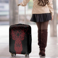 Viking Stag and Helm of Awe Symbol Luggage Cover Glowing Norse Runic Tribal Illustration