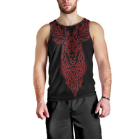 Viking Stag and Helm of Awe Symbol Men Tank Top Glowing Norse Runic Tribal Illustration