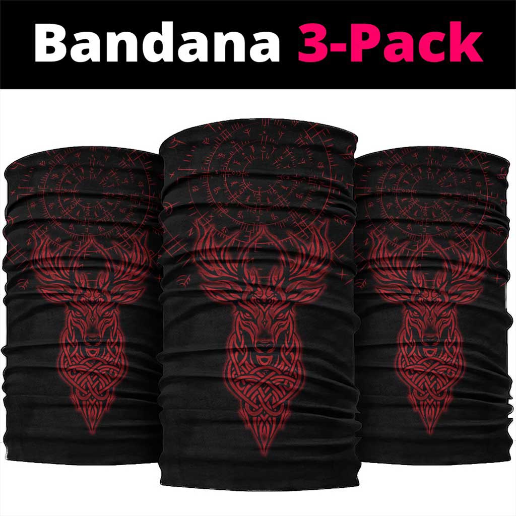 Viking Stag and Helm of Awe Symbol Neck Gaiter Glowing Norse Runic Tribal Illustration