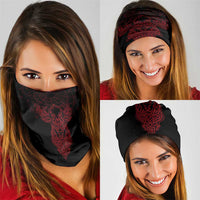Viking Stag and Helm of Awe Symbol Neck Gaiter Glowing Norse Runic Tribal Illustration