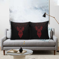 Viking Stag and Helm of Awe Symbol Pillow Cover Glowing Norse Runic Tribal Illustration