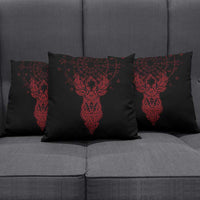 Viking Stag and Helm of Awe Symbol Pillow Cover Glowing Norse Runic Tribal Illustration