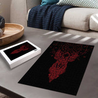Viking Stag and Helm of Awe Symbol Puzzle Glowing Norse Runic Tribal Illustration