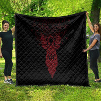 Viking Stag and Helm of Awe Symbol Quilt Glowing Norse Runic Tribal Illustration