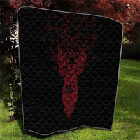 Viking Stag and Helm of Awe Symbol Quilt Glowing Norse Runic Tribal Illustration