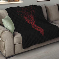 Viking Stag and Helm of Awe Symbol Quilt Glowing Norse Runic Tribal Illustration