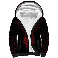 Viking Stag and Helm of Awe Symbol Sherpa Hoodie Glowing Norse Runic Tribal Illustration