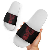 Viking Stag and Helm of Awe Symbol Slide Sandals Glowing Norse Runic Tribal Illustration