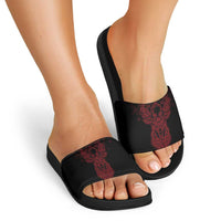 Viking Stag and Helm of Awe Symbol Slide Sandals Glowing Norse Runic Tribal Illustration