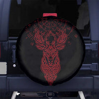 Viking Stag and Helm of Awe Symbol Spare Tire Cover Glowing Norse Runic Tribal Illustration