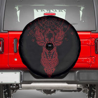 Viking Stag and Helm of Awe Symbol Spare Tire Cover Glowing Norse Runic Tribal Illustration