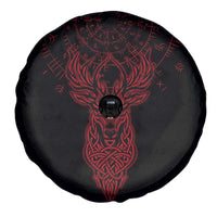 Viking Stag and Helm of Awe Symbol Spare Tire Cover Glowing Norse Runic Tribal Illustration