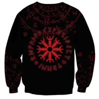 Viking Stag and Helm of Awe Symbol Sweatshirt Glowing Norse Runic Tribal Illustration