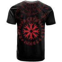 Viking Stag and Helm of Awe Symbol T Shirt Glowing Norse Runic Tribal Illustration