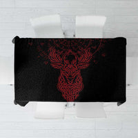 Viking Stag and Helm of Awe Symbol Tablecloth Glowing Norse Runic Tribal Illustration