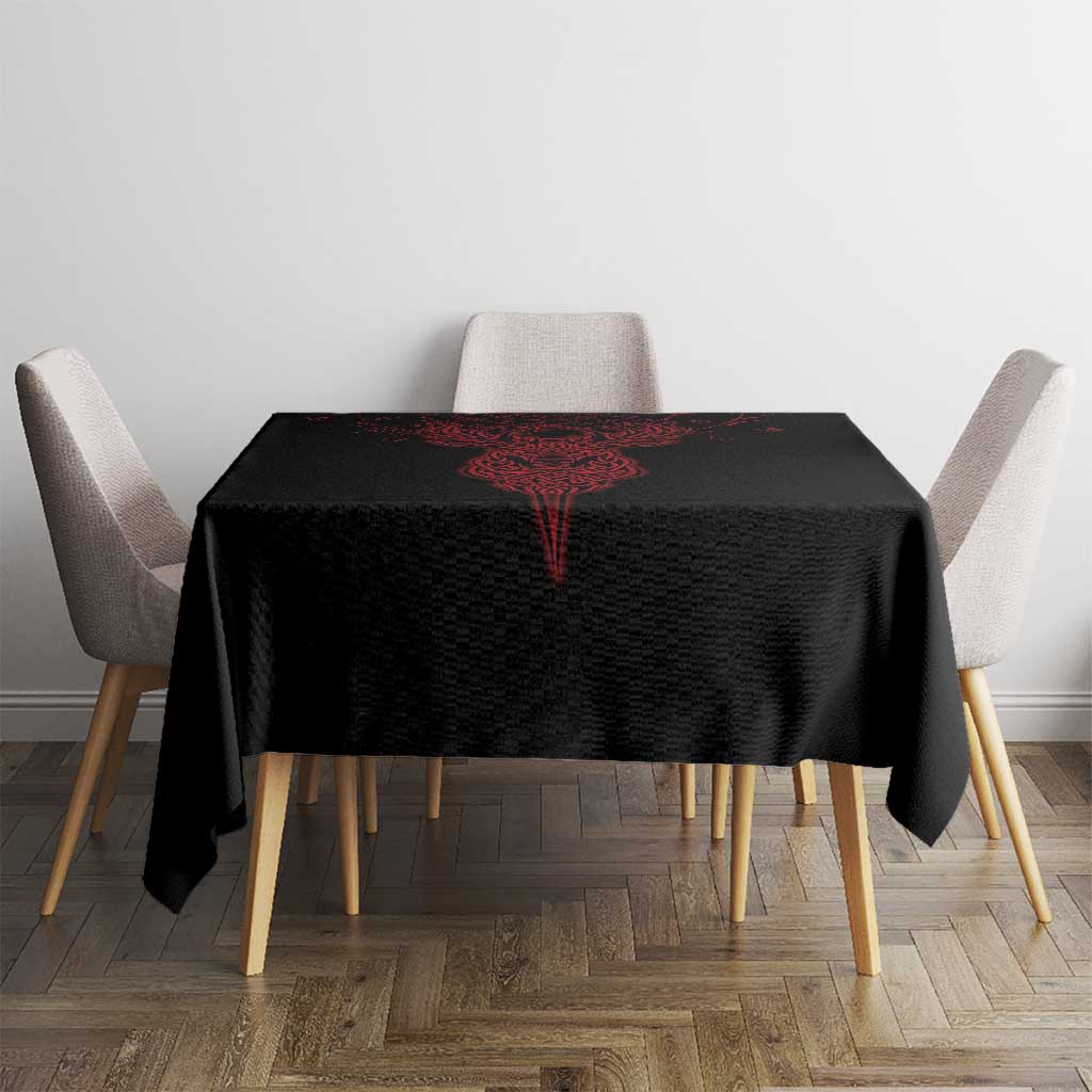 Viking Stag and Helm of Awe Symbol Tablecloth Glowing Norse Runic Tribal Illustration
