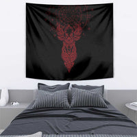 Viking Stag and Helm of Awe Symbol Tapestry Glowing Norse Runic Tribal Illustration
