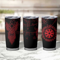 Viking Stag and Helm of Awe Symbol Tumbler Cup Glowing Norse Runic Tribal Illustration