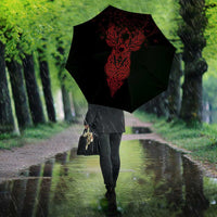 Viking Stag and Helm of Awe Symbol Umbrella Glowing Norse Runic Tribal Illustration