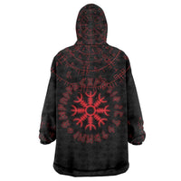Viking Stag and Helm of Awe Symbol Wearable Blanket Hoodie Glowing Norse Runic Tribal Illustration