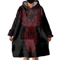 Viking Stag and Helm of Awe Symbol Wearable Blanket Hoodie Glowing Norse Runic Tribal Illustration