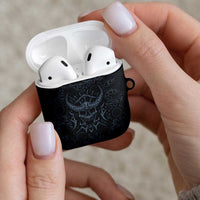 Viking Horned Skull and Raven Emblem AirPods Case Dark Nordic Tribal Grunge Illustration