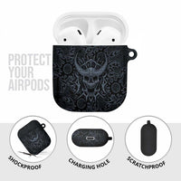Viking Horned Skull and Raven Emblem AirPods Case Dark Nordic Tribal Grunge Illustration