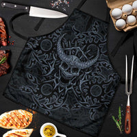 Viking Horned Skull and Raven Emblem Apron Dark Nordic Tribal Grunge Illustration