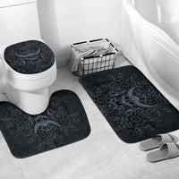 Viking Horned Skull and Raven Emblem Bathroom Set Dark Nordic Tribal Grunge Illustration